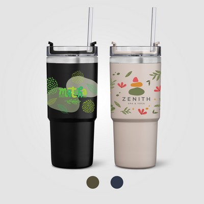 Rime Recycled Stainless Steel Double Wall Leakproof Straw Tumbler - 25oz - ColorJet