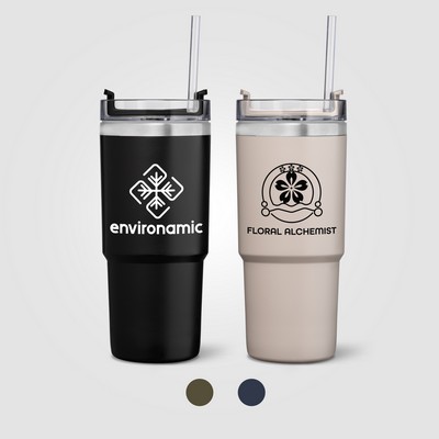 Rime Recycled Stainless Steel Double Wall Leakproof Straw Tumbler - 25oz